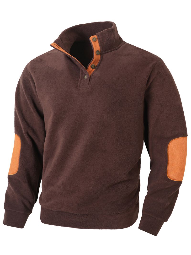 Abbigliamento da uomo Felpa color-block con colletto alto da uomo – Pullover slim fit con pannelli a contrasto per uno stile minimalista moderno_voghion.com