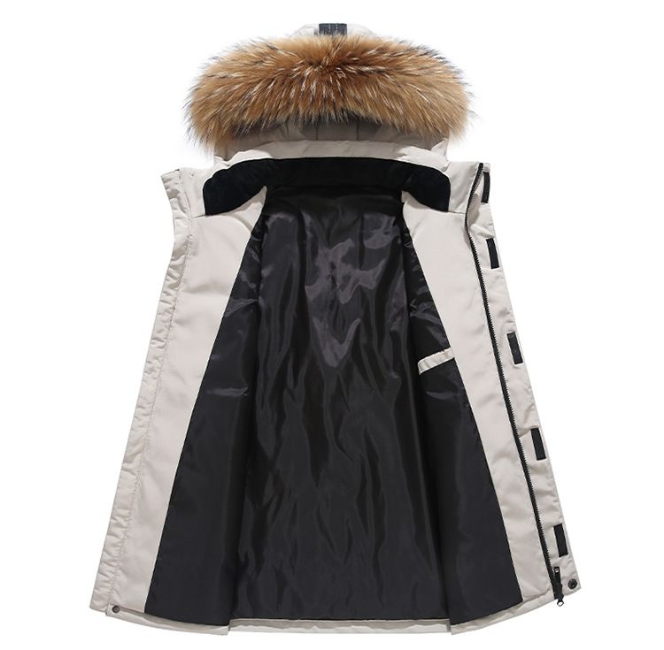 Men's Clothing Winter Down Jacket With Detachable Hood Windproof & Thermal Insulated, 600 Fill Power Duck Down Coat For Extreme Cold Loose Fit Pockets_voghion.com