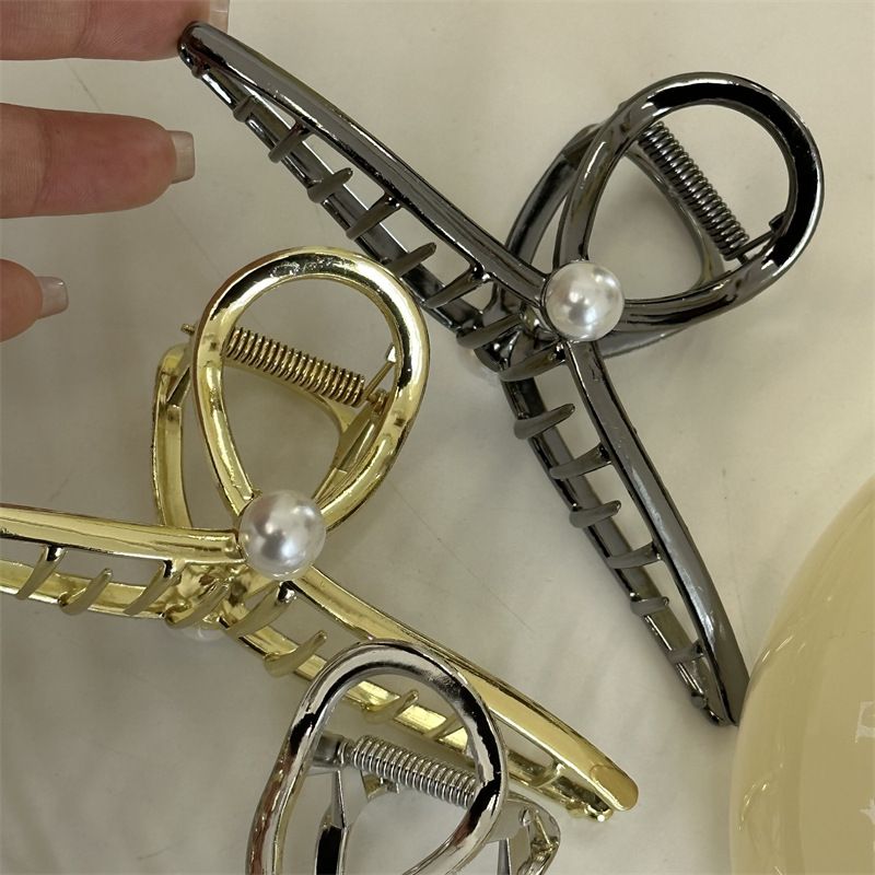 Daily Alloy Hanger Grab Clip Exquisite Pearl Texture Upgraded Hair Shark Clip Large Hair Accessories New Headwear_voghion.com