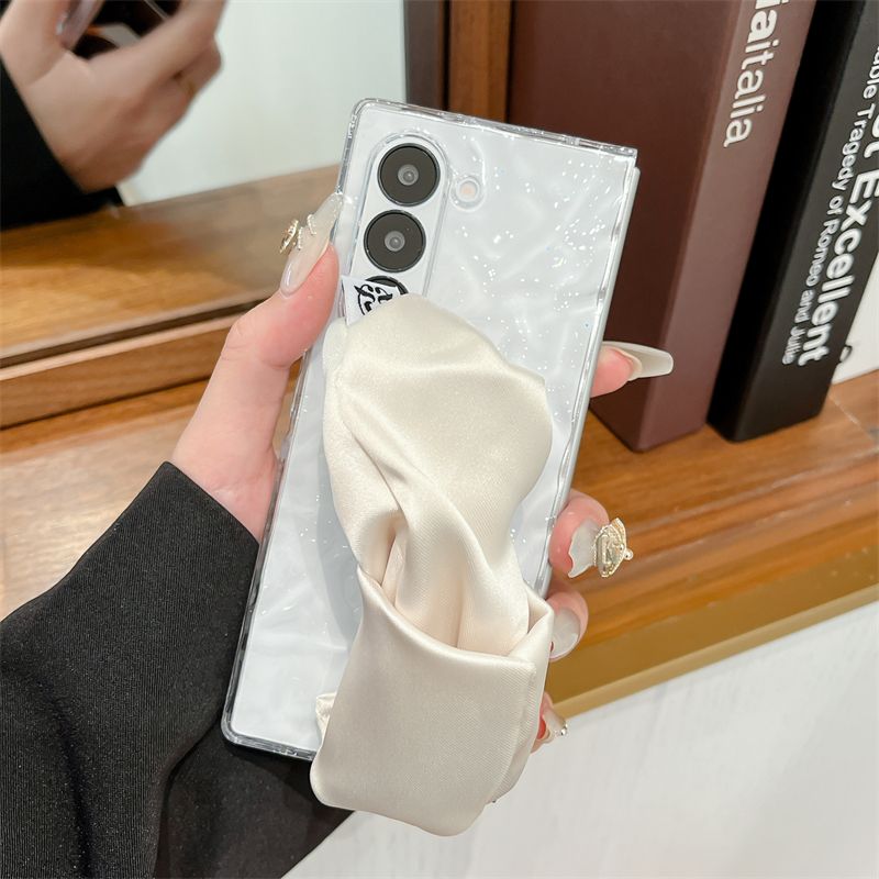 For Samsung Galaxy Z Fold 3 4 5 6 Luxury Cute Silk Wrist Phone Case Cover_voghion.com