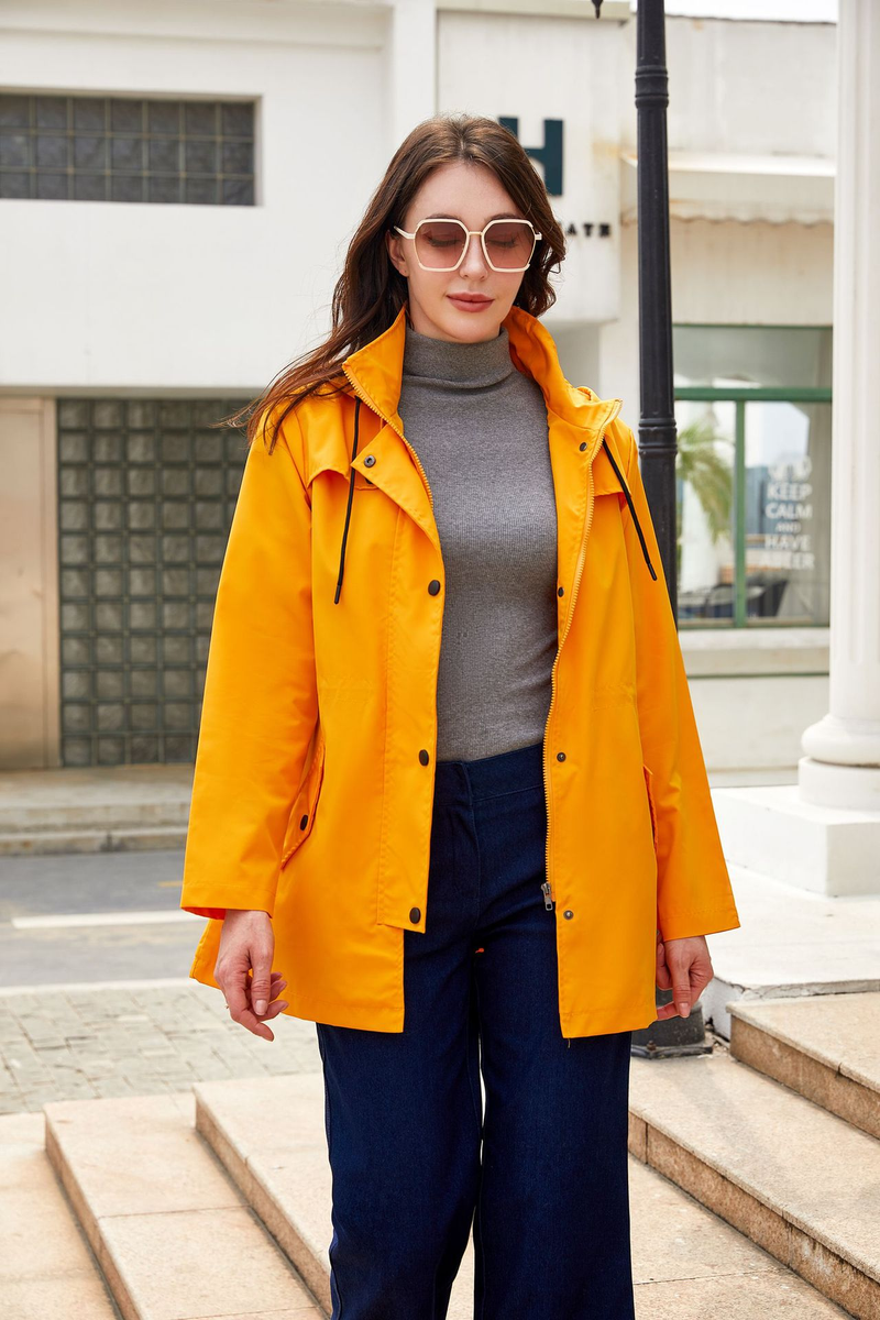 Women's Clothing New Windbreaker Female Ladies Mid-length Cardigan Hooded Jacket Outdoor Raincoat_voghion.com