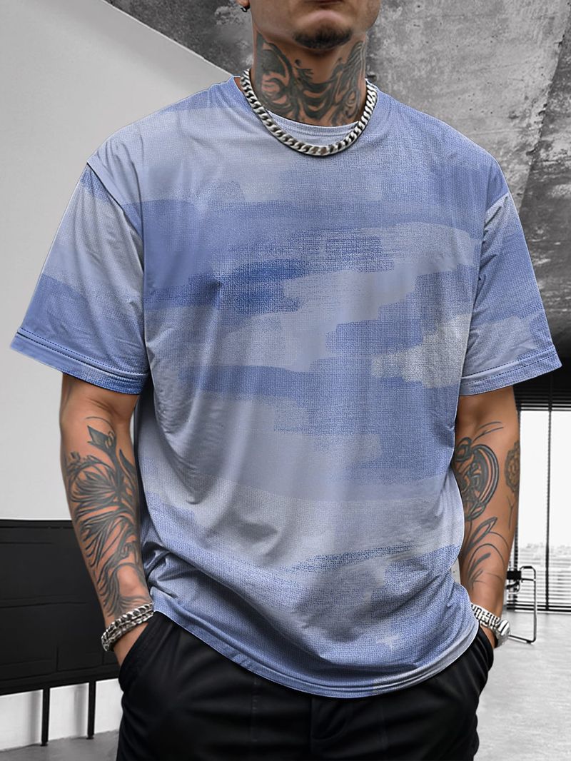Sommer Neue Herren Tie Dye Graffiti Hip-Hop Mode Lässig Atmungsaktiv Vielseitig Bequem Hübsches Kurzarmhemd_voghion.com