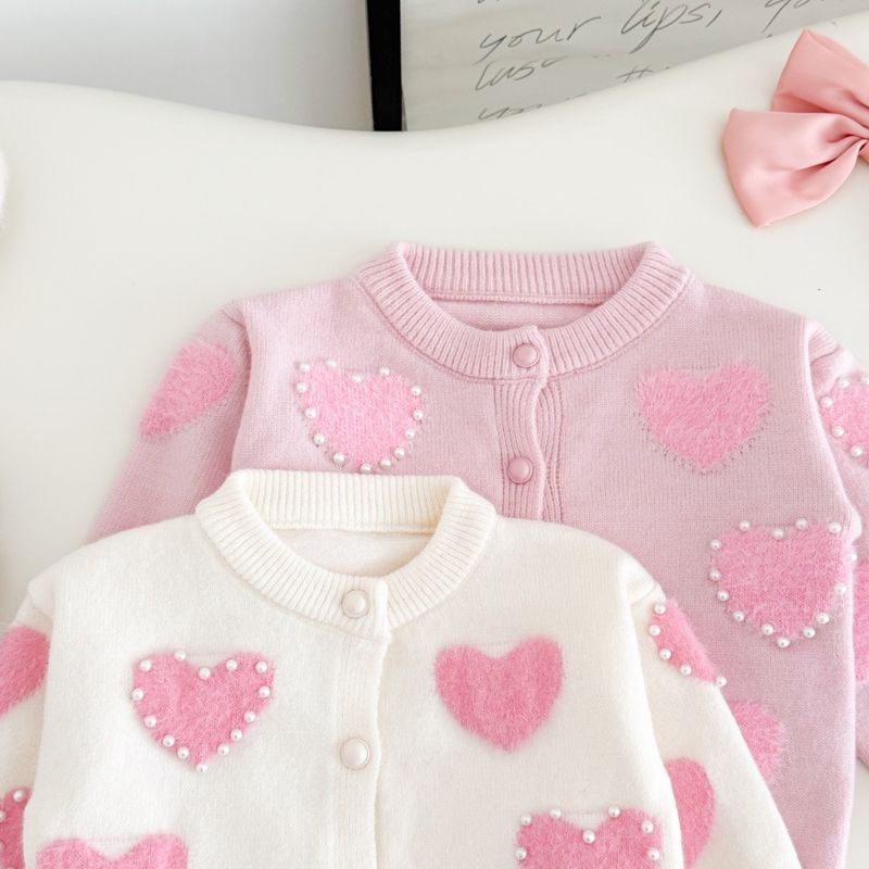 Creme Pullover Gestrickte Pullover 2025 Neue Stil Weibliche Schatz Perle Herz Strickjacke Tutu Rock Schatz Prinzessin Mode_voghion.com