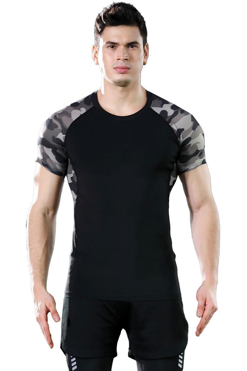 Sigutu Sports Speed Dry T-krekls Vīriešu Summer Stretch PRO Tight Running Training Īsām piedurknēm Fitnesa Apģērbi_voghion.com