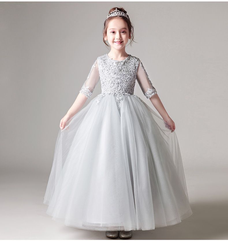 Kinderkleidung Mädchenkleid Prinzessinnenkleid Tutu Blumenmädchen Klavierauftritt Kostüm Kleines Gastgebergeburtstags-Laufsteg-Abendkleid Hochzeitskleid_voghion.com