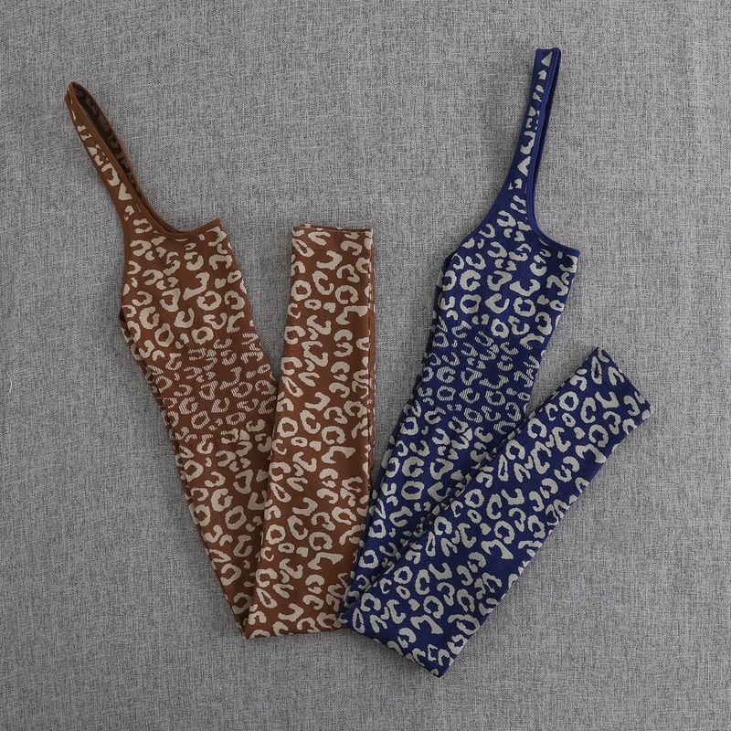 Pantaloni da yoga con stampa leopardata a vita alta da donna - Tuta elasticizzata per allenamento e corsa con design snellente e modellante_voghion.com