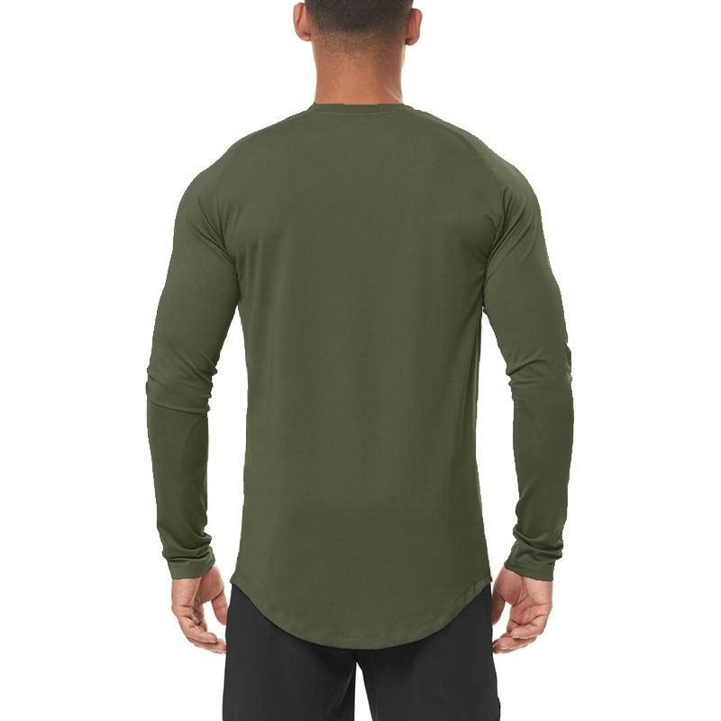 Herren Sport Lauf Fitness Training Schnelltrocknend Elastizität Atmungsaktiv Feuchtigkeitsaufnahme Kompression Langarm_voghion.com
