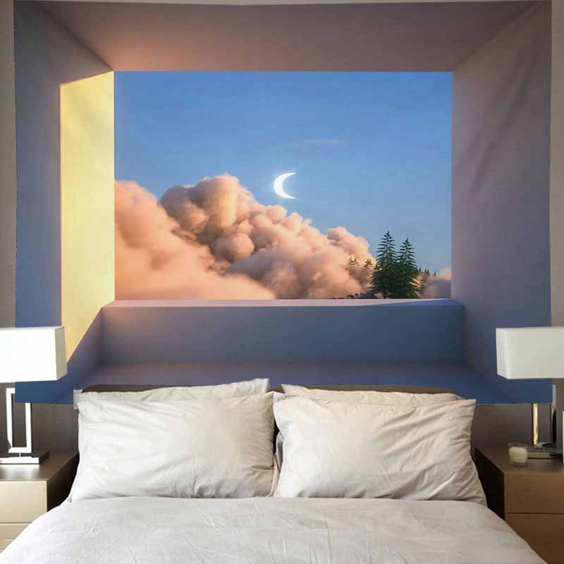 Nordic tapestry ins minimalist internet celebrity live streaming wall hanging fabric Dormitory bedroom bedside_voghion.com