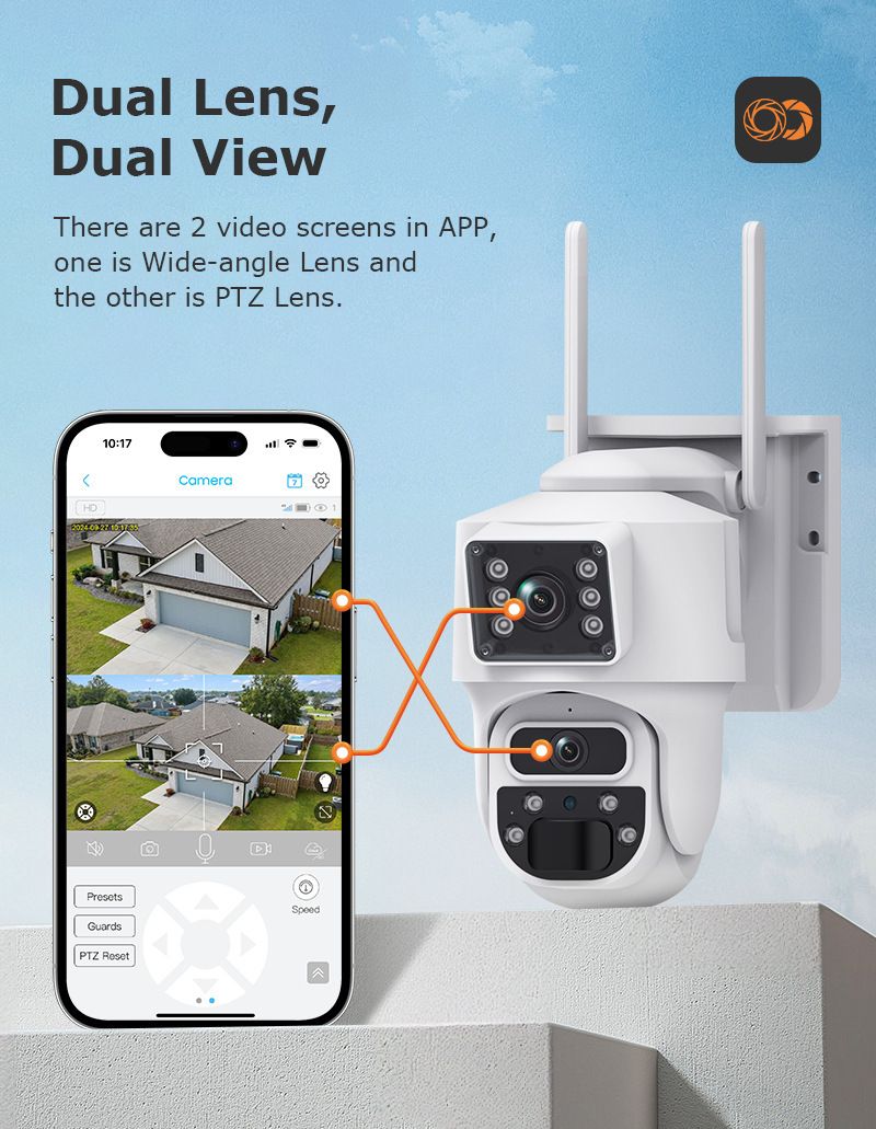 4G Zonnecamera 6MP HD Full Color Buitenbewaking Lens Dubbel Scherm Wifi Zonnecamera_voghion.com