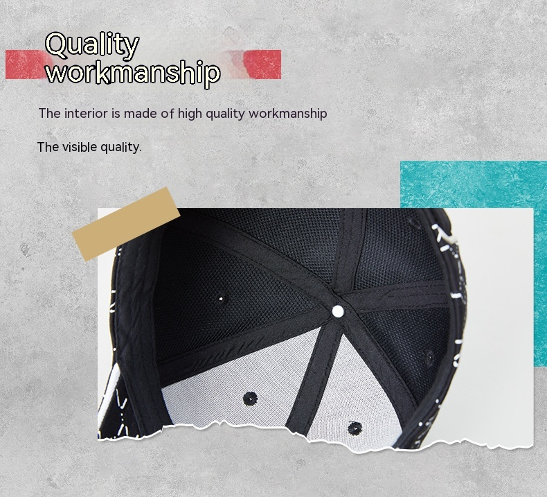 2024 New Hat Korean Trend Printed Baseball Cap Men and Women's Fashion Hard Top Sun Shading Duck Tongue Hat_voghion.com