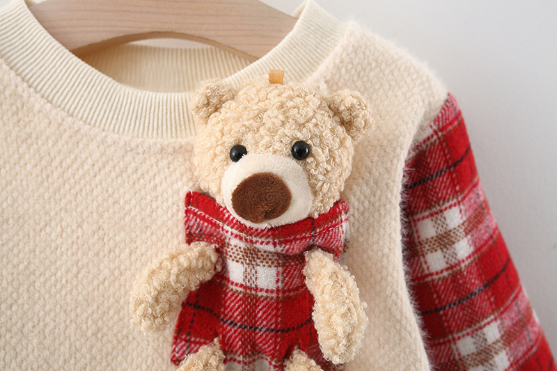 Kinderkleidung Mädchen langärmeliges kariertes verdicktes Herbst-/Winterplüsch-Prinzessin-Baby-Winterkleid_voghion.com