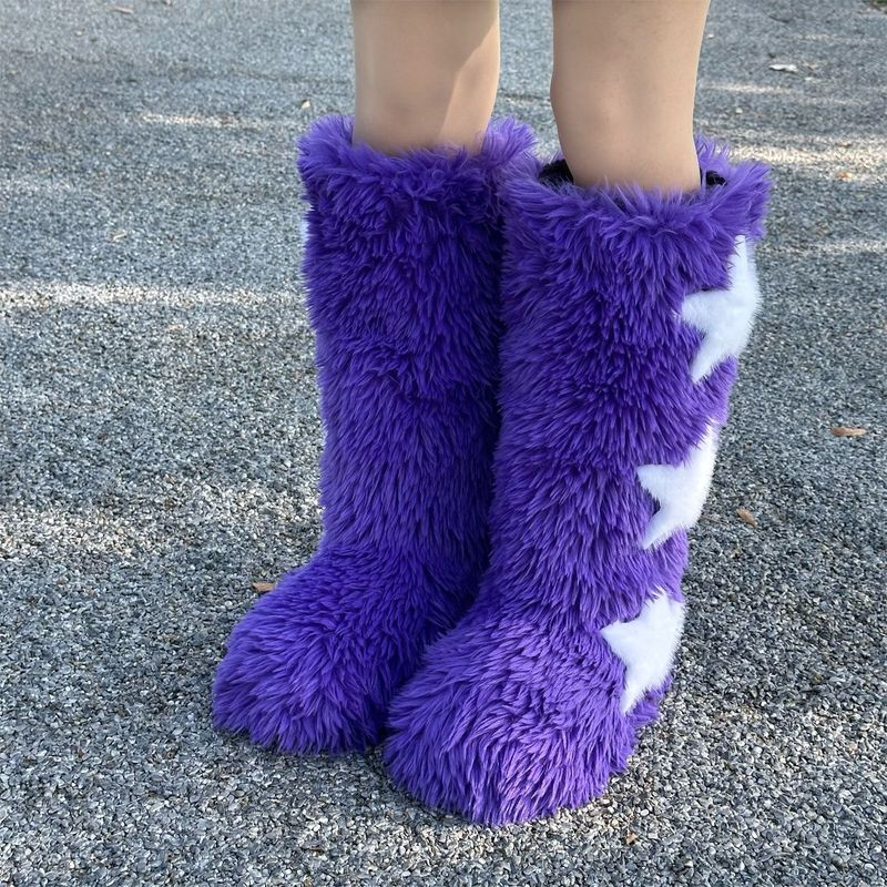 Scarpe da donna y2k stivali di pelliccia di procione stivali da neve invernali da donna stivali alti_voghion.com