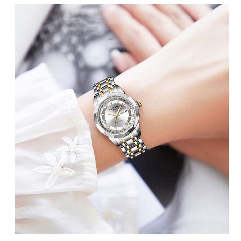 Wolix Men's Waterproof Luminous Dual Calendar Quartz Watch Solid Steel Band_voghion.com