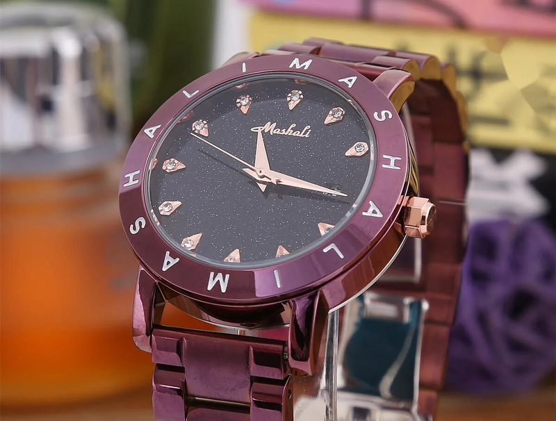 Mary/Full Sky Star Diamond Solid Color Acciaio Donna Orologio Casual Moda Quarzo Versatile con Doppio Pulsante_voghion.com