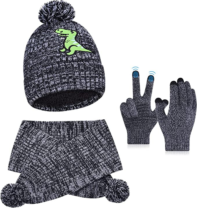 Set sciarpa, cappello e guanti per bambini Cappello per bambini Set guanti con bavaglino Sciarpa di lana lavorata a maglia per bambini autunno e inverno caldo cappello lavorato a maglia_voghion.com