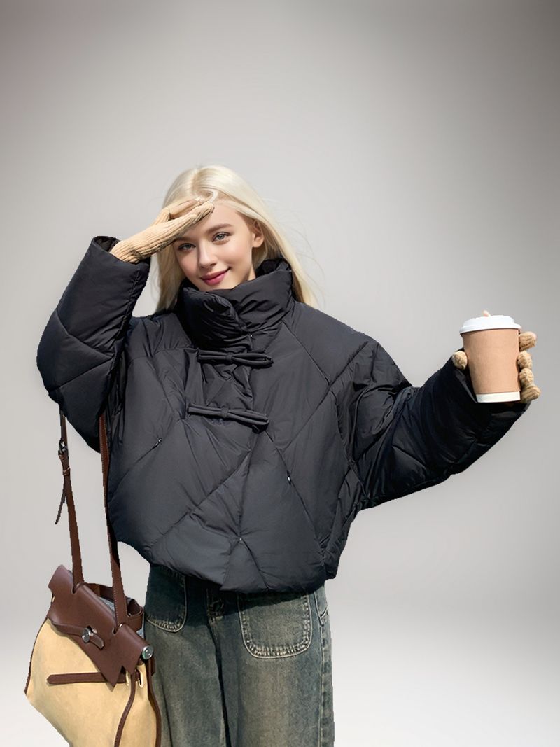 Commercio estero moda giù donne nuovo stile corto 2024 alta qualità transfrontaliera giacca di cotone spesso e largo tendenza_voghion.com