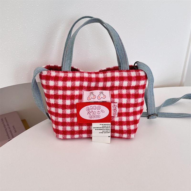 48141 Borsa a tracolla in lana scozzese stile Ins, versione coreana, per donna, 2024, nuova borsa a tracolla versatile alla moda per pendolari_voghion.com
