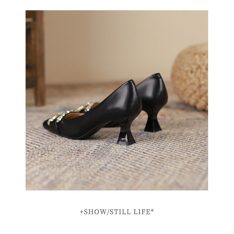 6388-3 Stiletto con punta quadrata in stile francese 2025 Primavera Autunno Nuove comode fibbie in metallo Tacchi alti alla moda per le donne_voghion.com