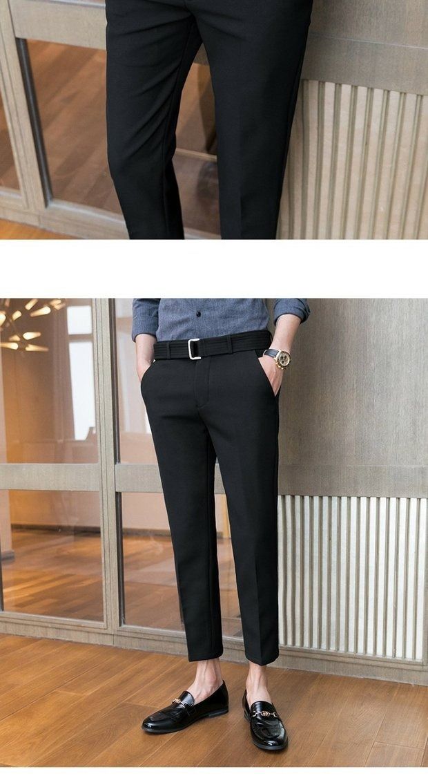 Summer New Drop Feeling Elastic Pants For Men's Korean Slim Fit Feet 9/10 British Casual Pants_voghion.com