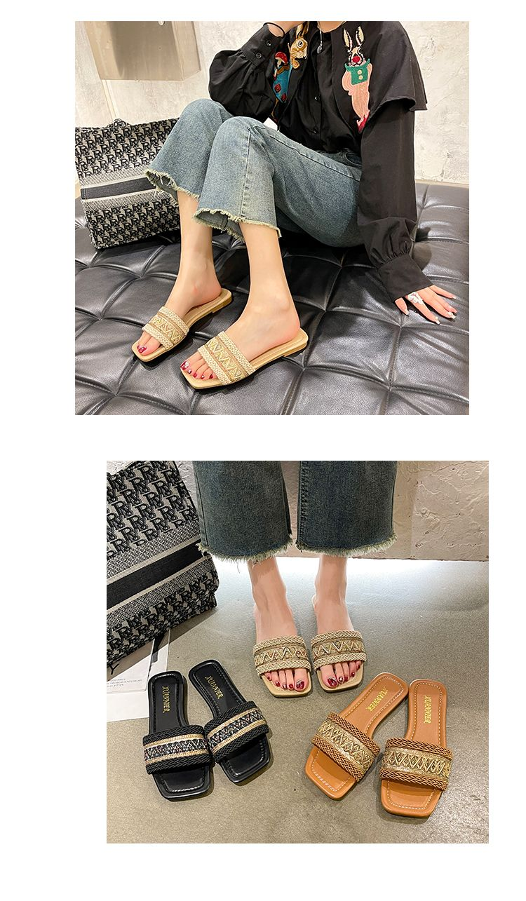 Sandali da pescatore in stile etnico per le donne da indossare in estate, taglia 41-43, grandi, in erba intrecciata, assorbenti del sudore, fondo piatto_voghion.com