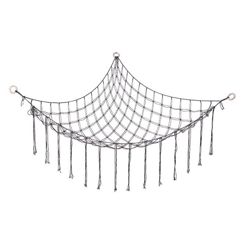 Hand-woven Children's Room Corner Hammock Bedroom Decoration Triangle Plush Toy Storage Net_voghion.com