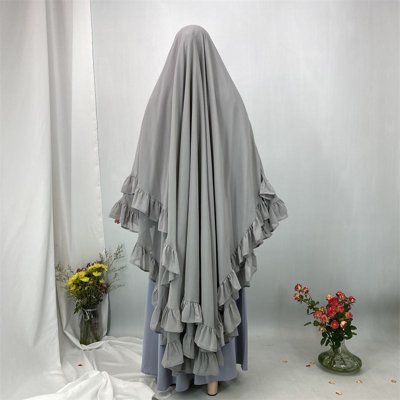 Ramadã longo chiffon babados khimar abaya muçulmano niqab lenço grande islam roupas de oração eid djellaba turbante de camada dupla hijabs_voghion.com