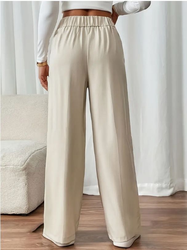 Dameskleding Drape Mopping Casual Broek Hoge Taille Broek Losse Temperament Recht Niche Ontwerp Effen Kleur Broek_voghion.com