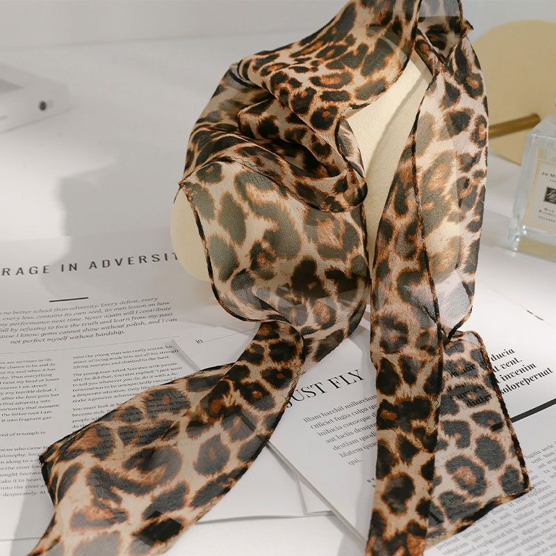 Modischer Leopardenmuster-Schal aus reinem Schal für Frauen, Frühling, Sommer, neues Mulberry-Seidenband, Haarband, Geschenk_voghion.com