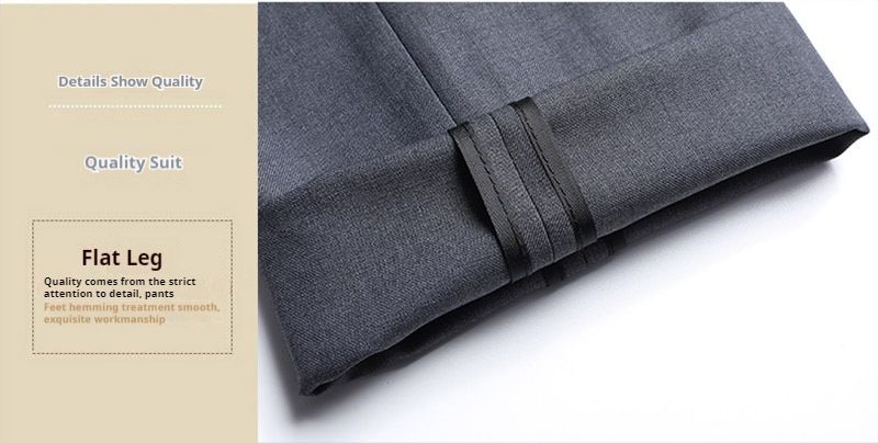 Solid color light business set for men's autumn new youth slim fit two button suit pants_voghion.com