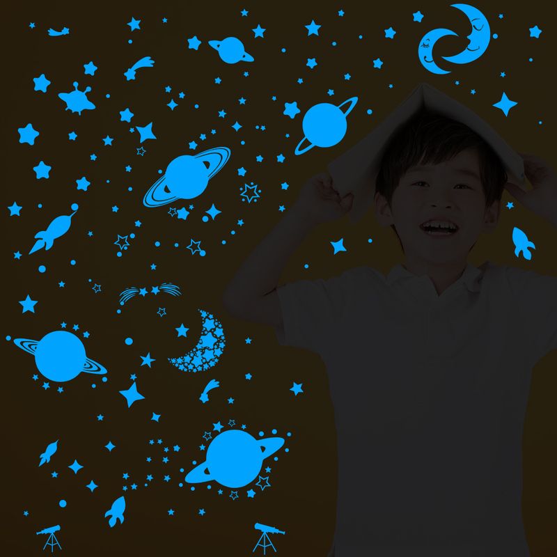 283 Space AFG3302 6 sheets per set Night Light Moon Wall Stickers Decoration_voghion.com