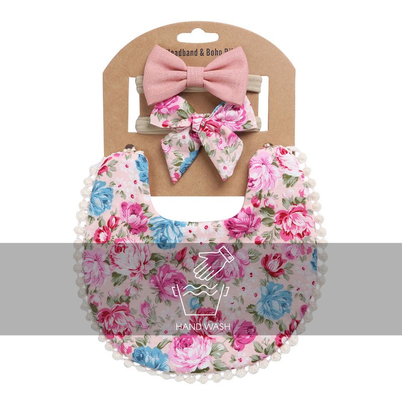 Ins Nieuwe Kinder Baby Speeksel Handdoek Linnen Katoen Comfortabel en ademend Bedrukking Dubbelzijdig Slab Hoofdband Set Boerendoeken_voghion.com