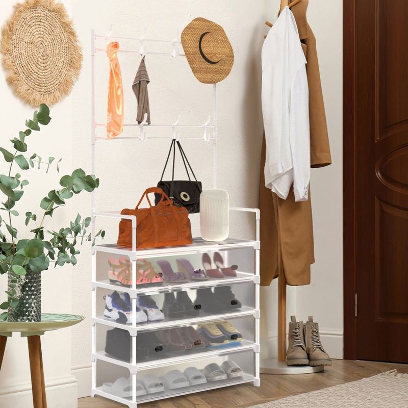 Tree Hat Clothes Shelf Shoe Hooks 5Tier Organizer Entryway Rack Clothing With Dustproof Removable Hall Rack Freestanding 8 Coat_voghion.com