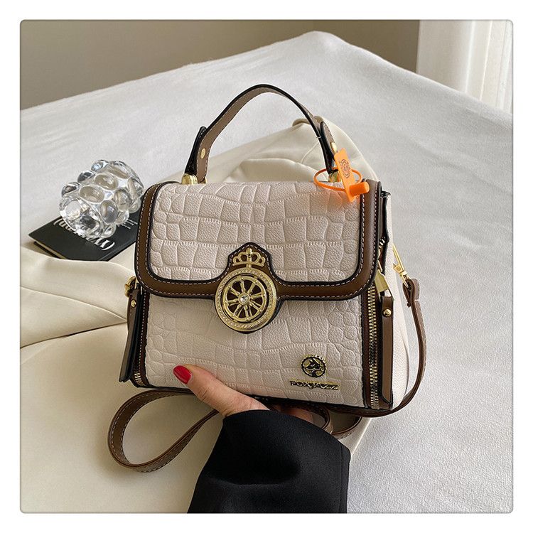 Handheld women's 2024 new high texture versatile simple shoulder crocodile pattern large capacity crossbody bag_voghion.com