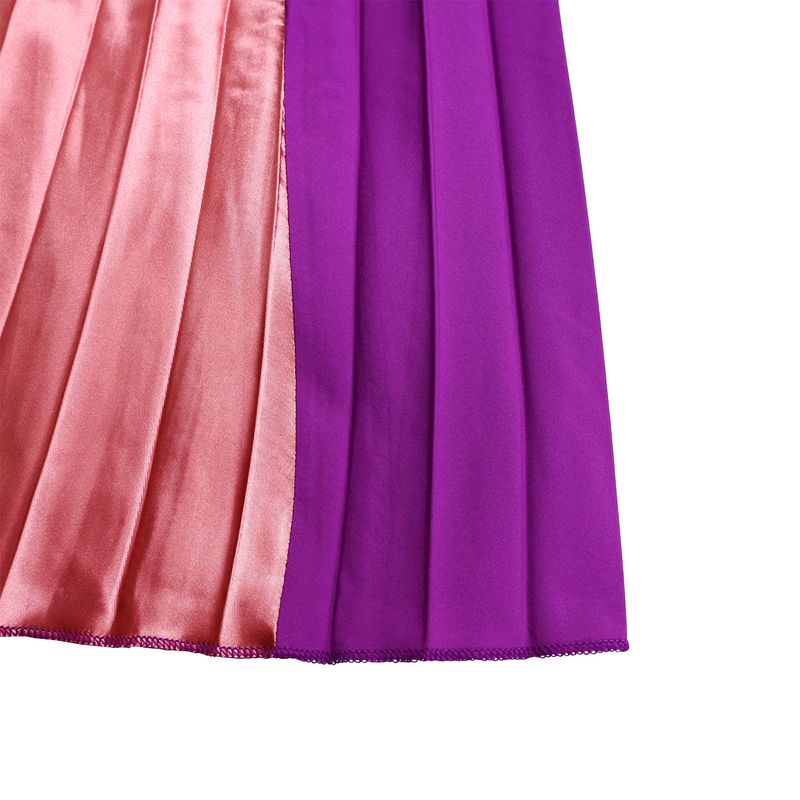 Damenbekleidung Übergröße Damenbekleidung Herbst neuer Stil Schnürung Plissee Langarm Farbabstimmung Temperament elegantes Kleid_voghion.com