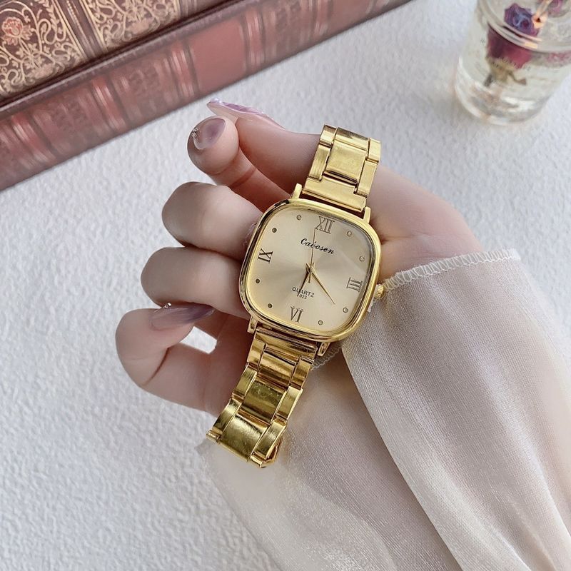 Damenuhren Großes Zifferblatt Uhr Damen Retro Gold Quarzuhr Paaruhr_voghion.com