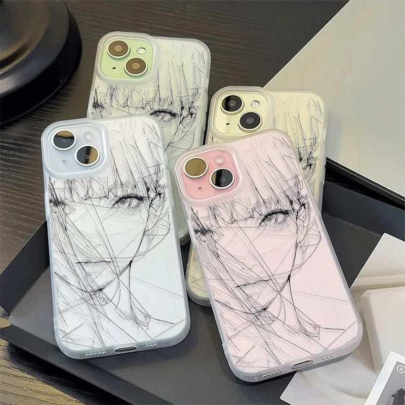 Art Sketch Girl Compatible With Max Phone Case 16 Pro/15/14 Pro Matte 13/X Simple_voghion.com