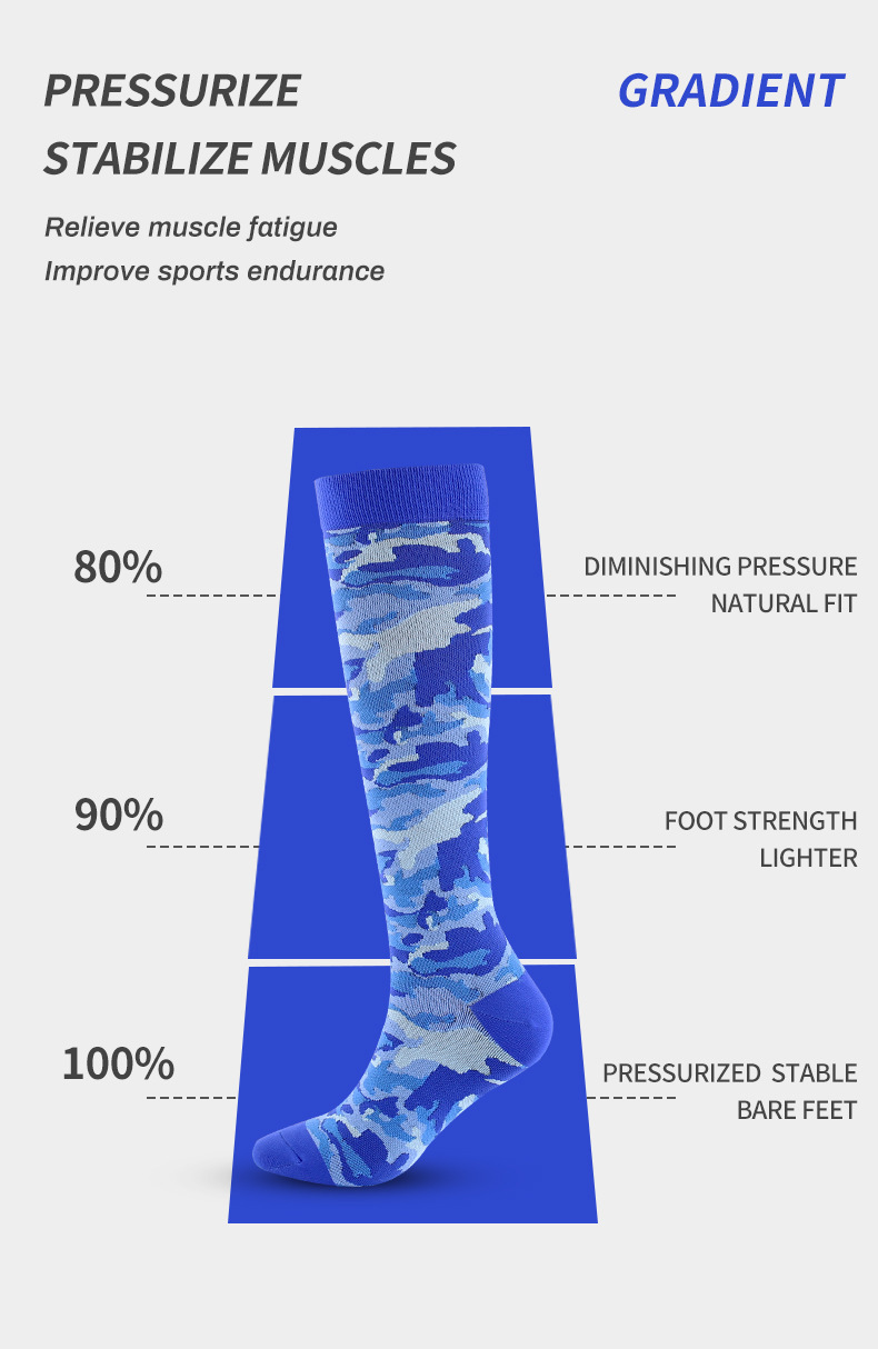 Sokken, leggings voor buitensporten, druksokken, camouflage, gestreepte compressiesokken, casual sportsokken, halfhoge kuitsokken, directe verkoop in de fabriek_voghion.com
