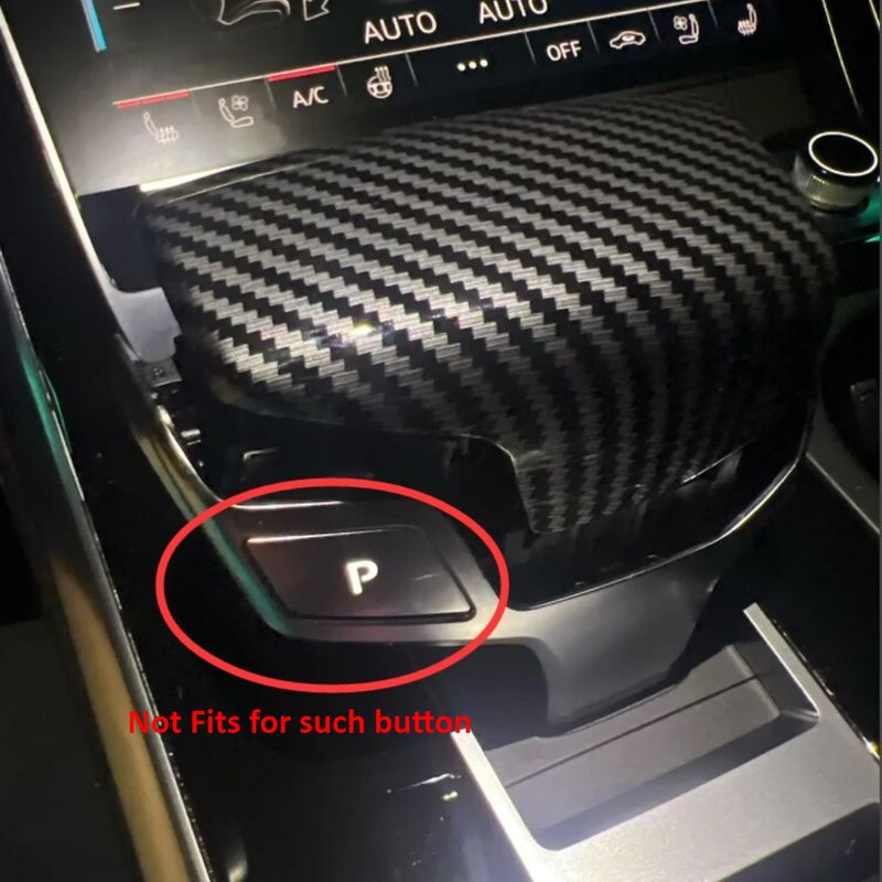 LHD Carbon Fiber Shift Knob Cover auto leather shifter cap for Audi A4 B9 A5 S5 Q5 fy Q7 RS4 RS5 2018 2019 2020 Interior_voghion.com