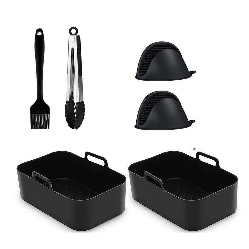 Andere Kochgeschirrteile Air Fryer Zubehör Set Rechteckiges Grill-Backblech Geeignet für Doppeltopf-Serie Backofen_voghion.com