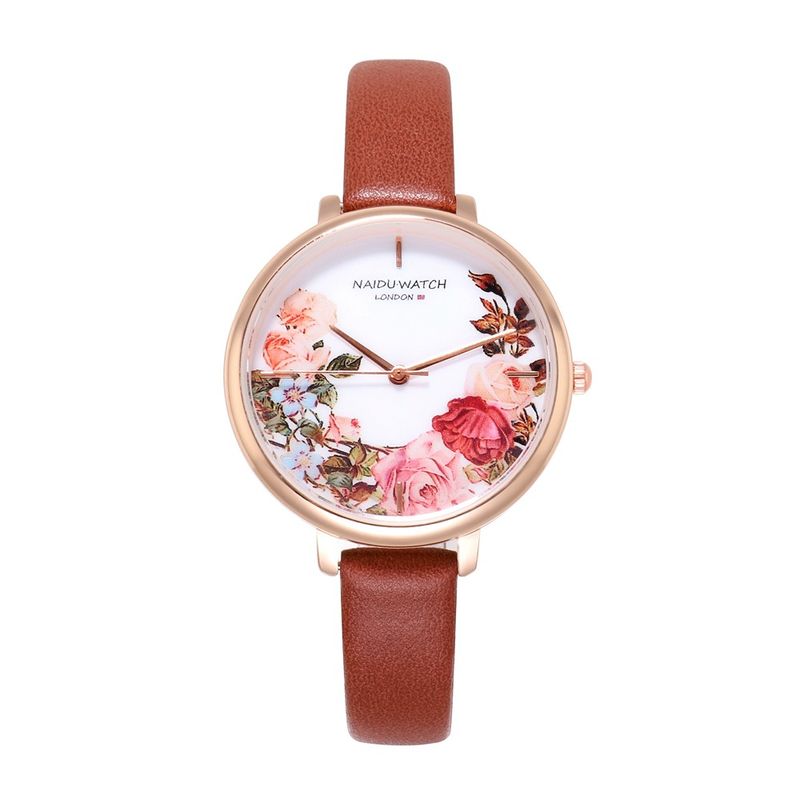 Korean Style Trend Rose Flower Fashion New Printed Casual Women's Watch_voghion.com
