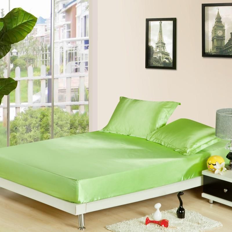 Drap de lit en satin soyeux de couleur unie Simmons Cover 1 pièce_voghion.com