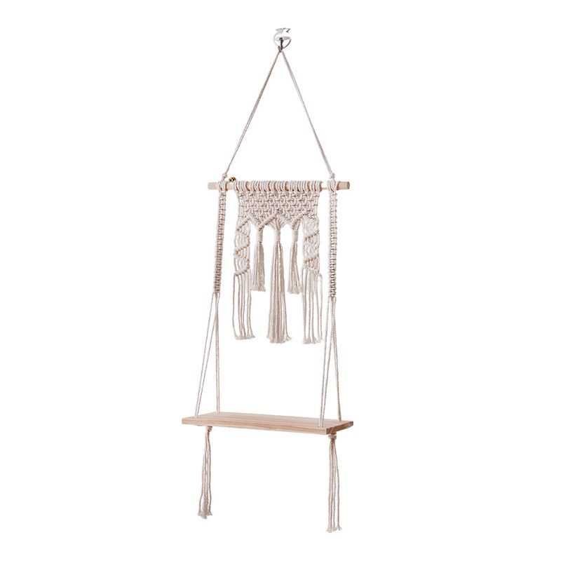 Handgewebtes Regal aus Baumwollseil, Wandmontage, Wanddekorationsregal_voghion.com