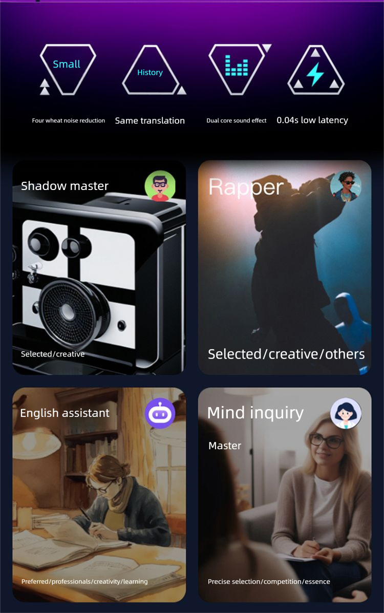Auriculares inteligentes Bluetooth Mechanic TH60pro con IA, intraaurales, inalámbricos, para juegos, grabación de reuniones HIFI_voghion.com