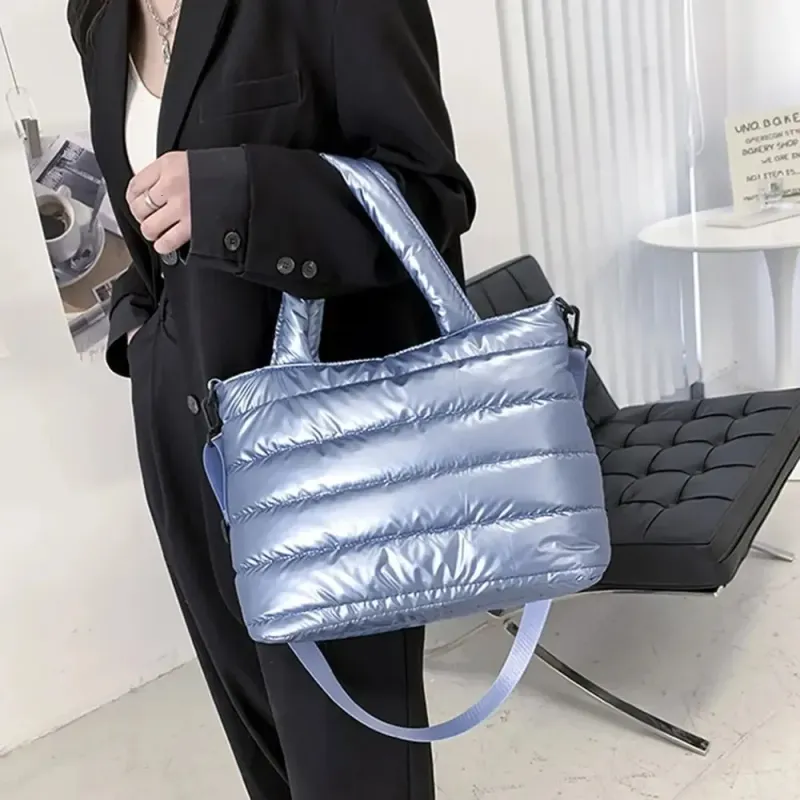 Borsa a tracolla imbottita da donna, trapuntata, leggera, in cotone, imbottita, con imbottitura in piuma, borsa a tracolla 241214_voghion.com