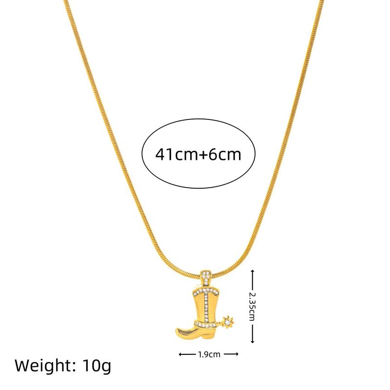Schmuck für Herren und Damen – Halskette aus Edelstahl im Western-Stil mit Cowboystiefelhut, Hufeisen und Stern, vakuumplattiert, 18 Karat Gold_voghion.com