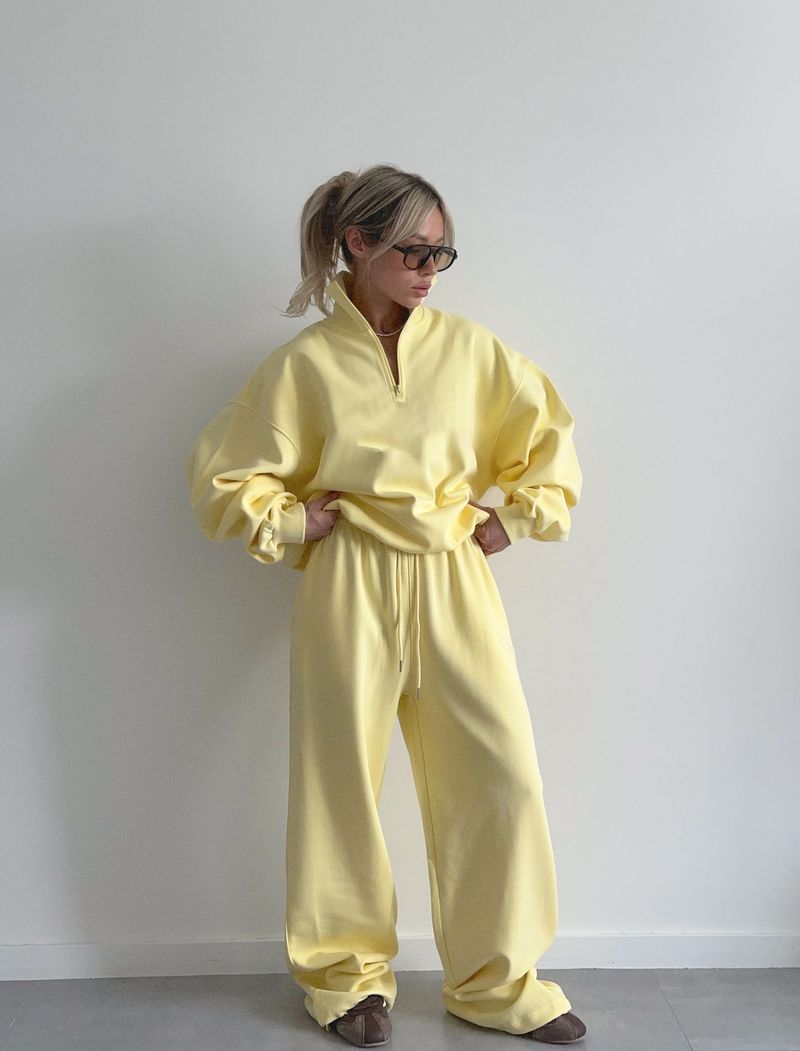 Completo da jogging con cappuccio oversize e coulisse - Completo casual streetwear in due pezzi in misto cotone (bianco, grigio, rosa, blu navy e_voghion.com