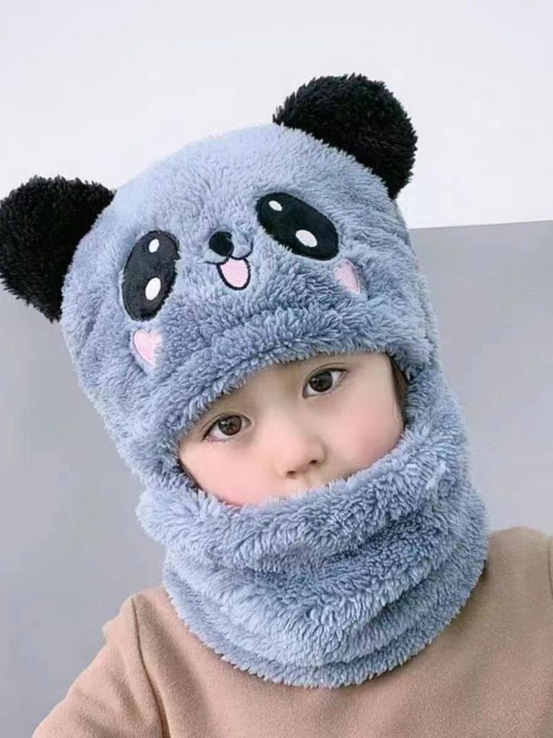 Cute and Warm Cap with Face Cover for Kids - Autumn and Winter Hat and Scarf Combo_voghion.com