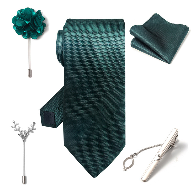 Set da uomo alla moda in tinta unita a righe con anacardi, confezione regalo da 6 pezzi, set con corsetto con fermacravatta e sciarpa quadrata_voghion.com