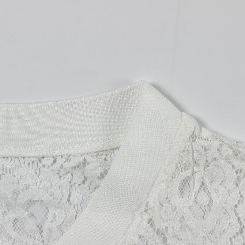 New European And American Cross Border Foreign Trade Fashion Loose V Neck Casual Short Sleeved Sports Style Lace T Shirt Contrast Color Printing Top_voghion.com
