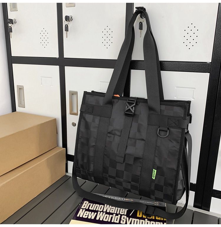 Men's Handbags Cool Large Oxford Tote Bag Men's Fashion Solid Color Shoulder Bag Women's Business Travel Bag_voghion.com